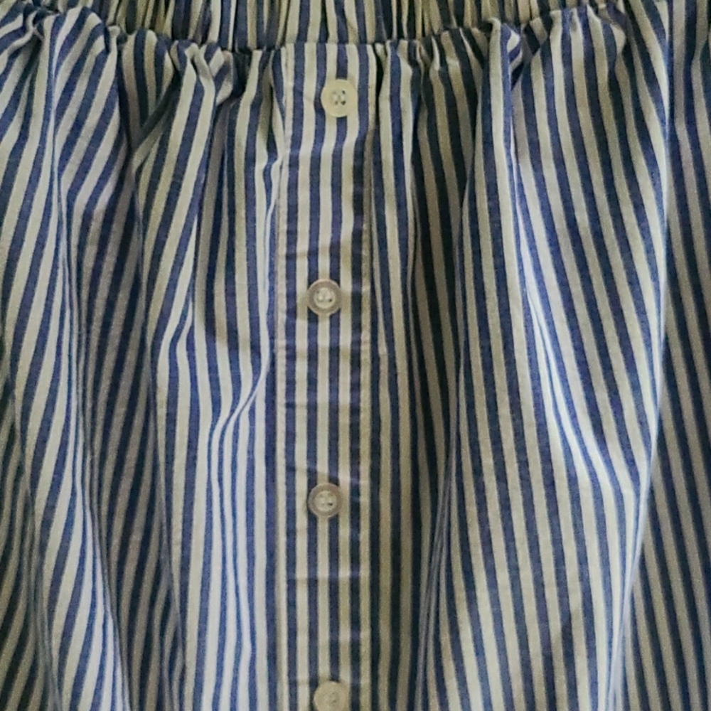 Love, Fire Off the Shoulder Blouse Top. Sz Large Blue/White Striped - Picture 3 of 8